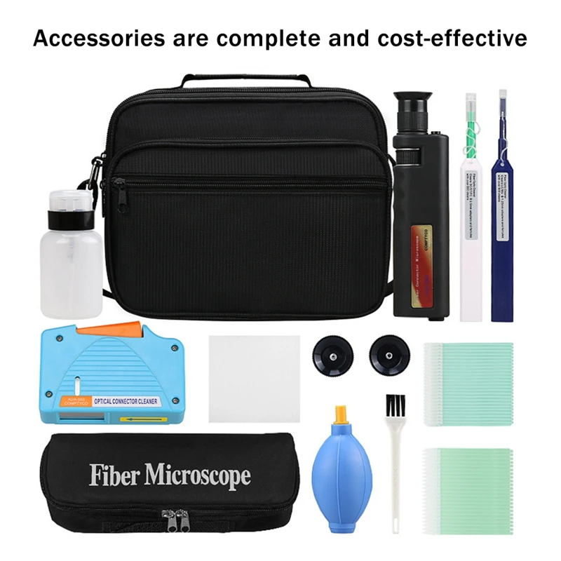 12 PCS Fiber Optic Cleaning Kit Optical Fiber Cleaner Tool With Cleaning Cassette Magnifying Glass For ST LC Connectors