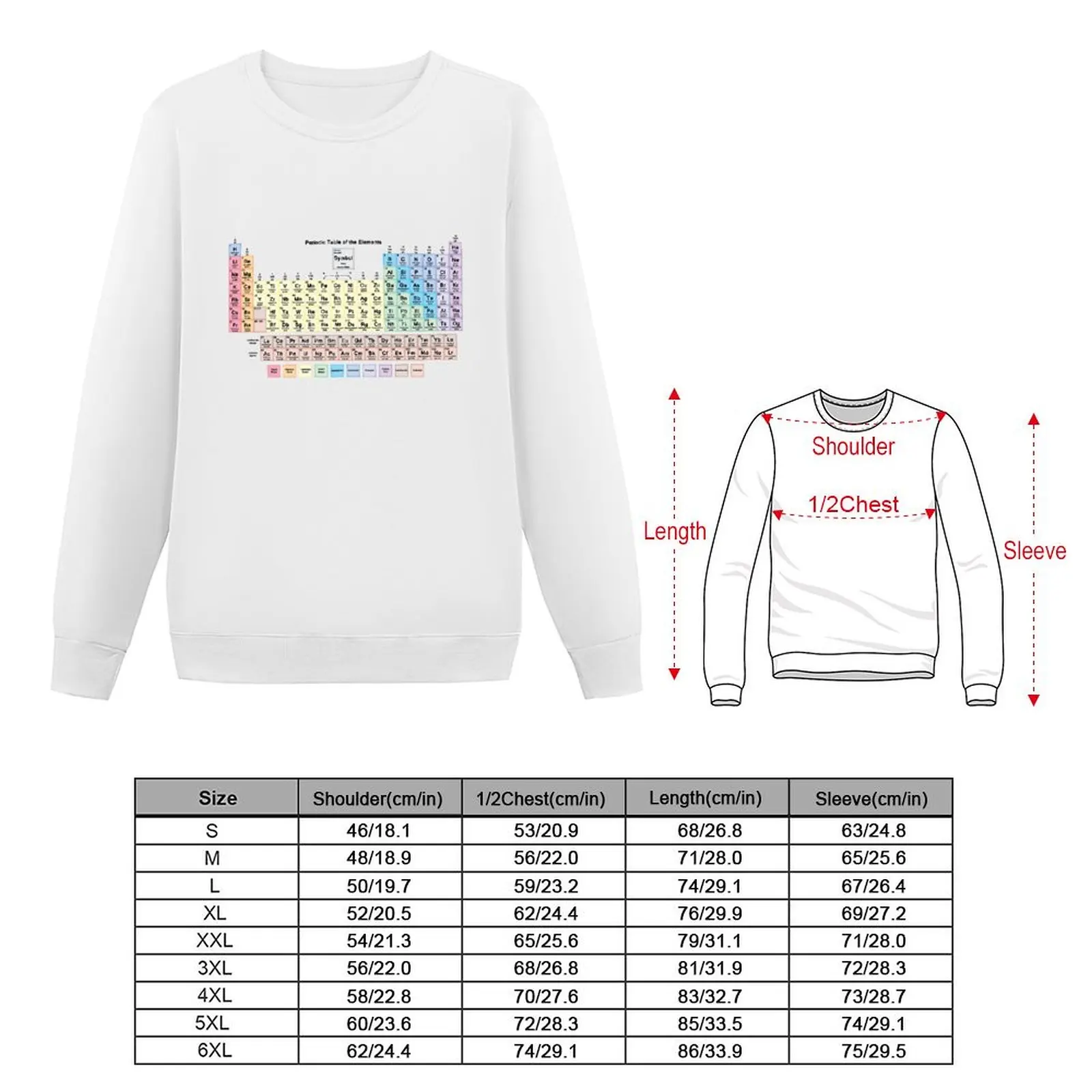 Periodic Table with all 118 Element Names Sweatshirt anime clothes korean clothes hooded sweatshirts