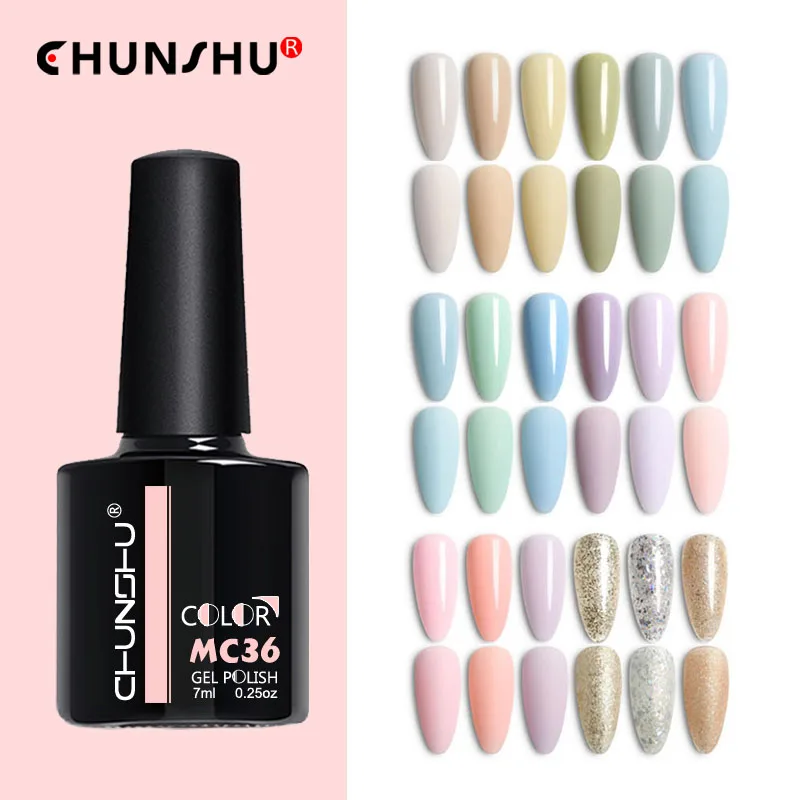 CHUNSHU 7ml Macaron Color Gel Nail Polish 6Pcs/kit Semi Permanent Gel Vernish Nail Art Manicure Soak Off LED UV Gel For Home Use