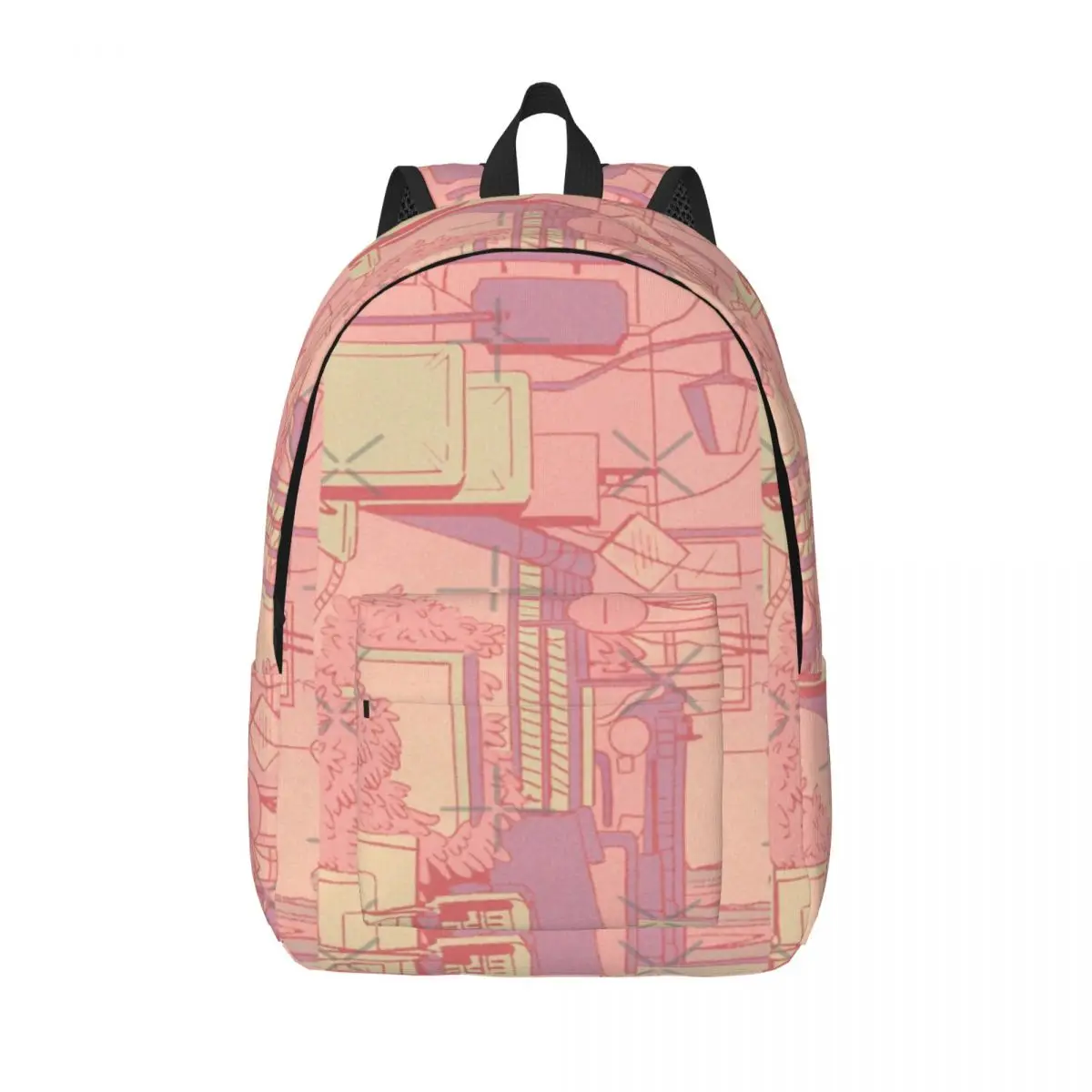 

Anime Aesthetic Peach Pink Street Simple and Stylish Backpack Canvas Backpack Bags