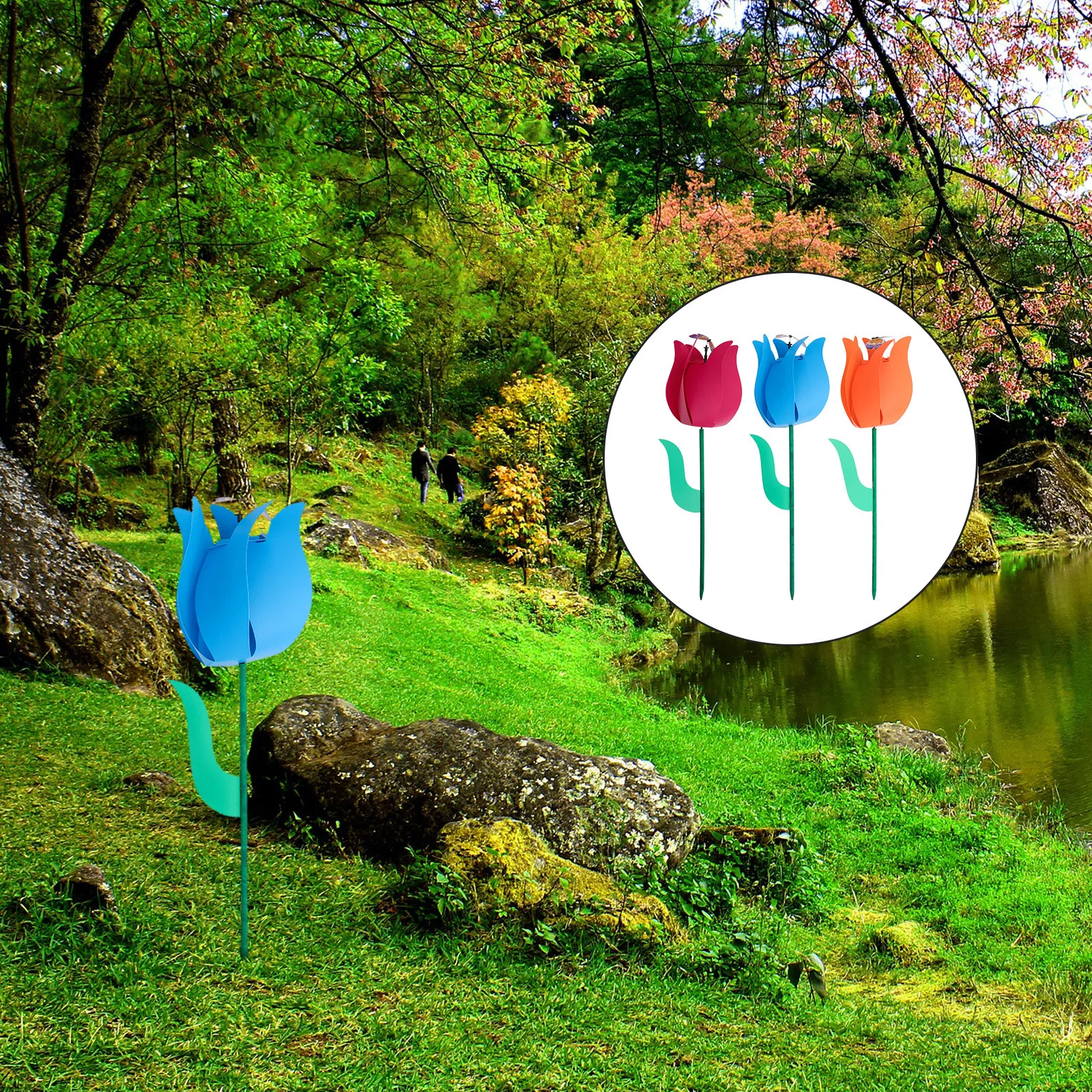 

Набор из 3 разноцветных пластиковых ветрячков в форме тюльпана для декора сада, газона, вечеринок и двора