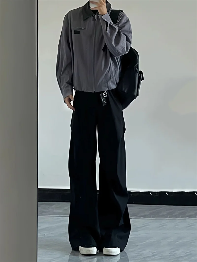 

Bla American Sle Wide Leg Pants Men's Student Faion Ins Pleated Suit Pants Casual Trousers Knife