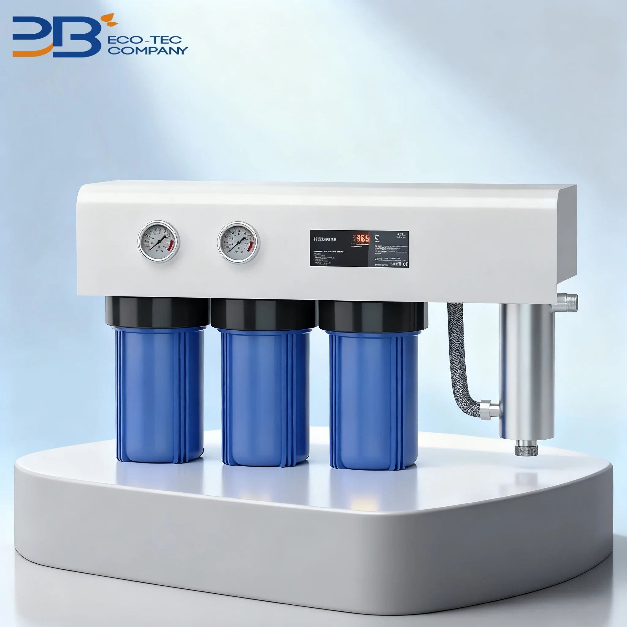 Whole House 4-Stages 0.01 Micron Automatic Bracket Model Water Filter for 10 Inch PP UDF CTO element with 304ss UV protection