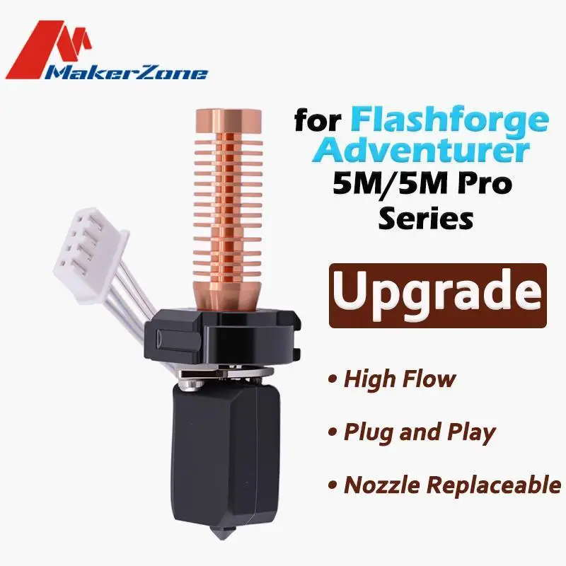 For FLASHFORGE Adventurer 5M Pro 5M High-Speed Upgraded Hotend Ceramic Heating 24V with BambuLab Replaceable Style Nozzle