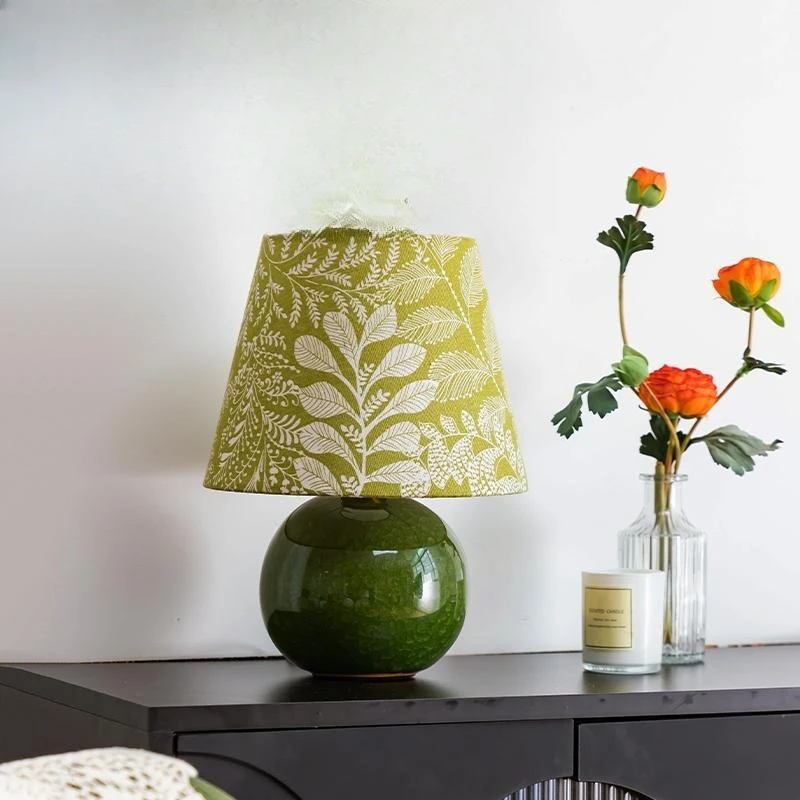 

American, retro, desk lamp, emerald green, ice crystal, ceramic, desktop, night light, bedroom, bedside, atmosphere