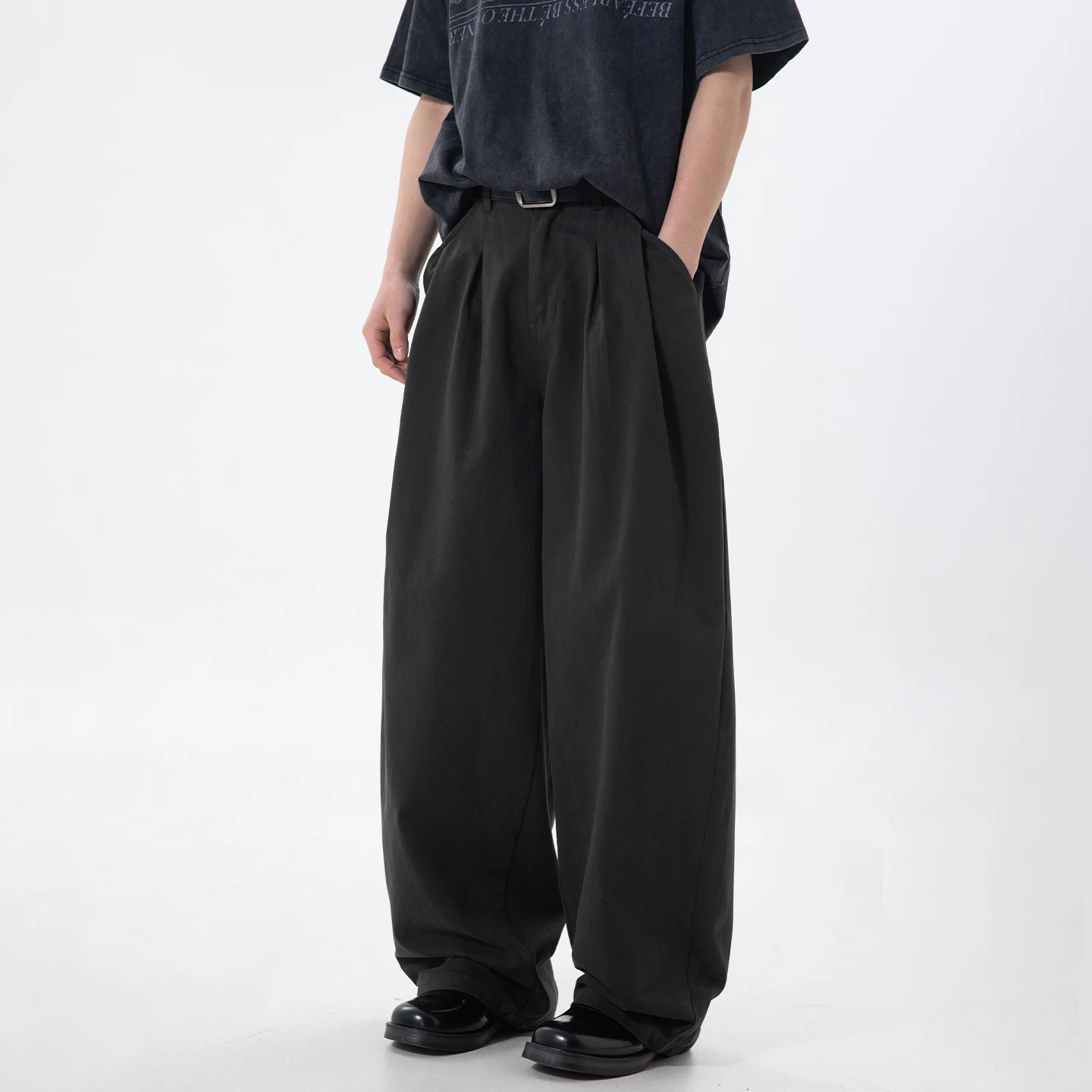 

Мужские японские и корейские брюки в стиле стритвир, винтажные, из чистого хлопка, свободные, повседневные, широкие, прямые, в стиле Cityboy, мешковатые брюки