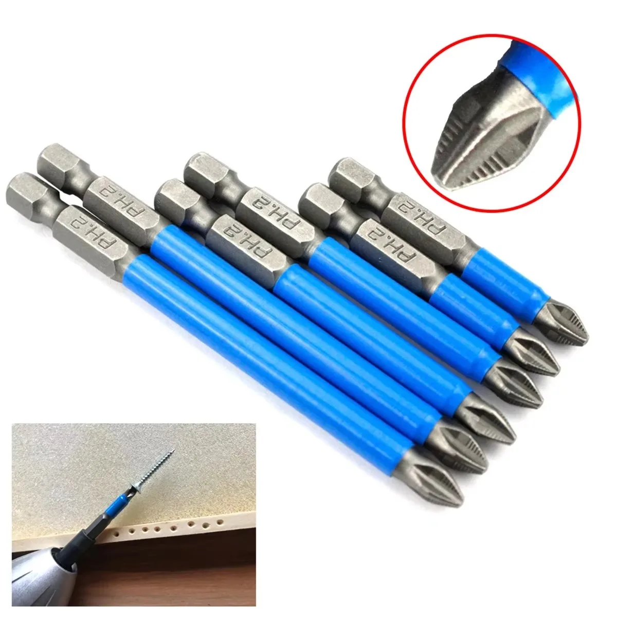 1 PC Magnetic Anti Slip Long Reach Electric Screwdriver Bits 1/4" Hex Shank Precision PH2 Single Phillips/Cross Head Power Tools