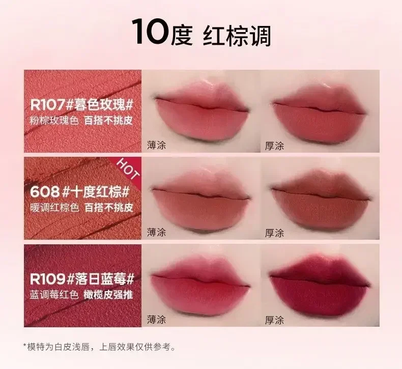 Colorkey Lip Glaze Piccola bomba di colore Fiore di ciliegio Mousse opaca Rossetto Tazza antiaderente a lunga durata Cosmetici per labbra Maquillaje