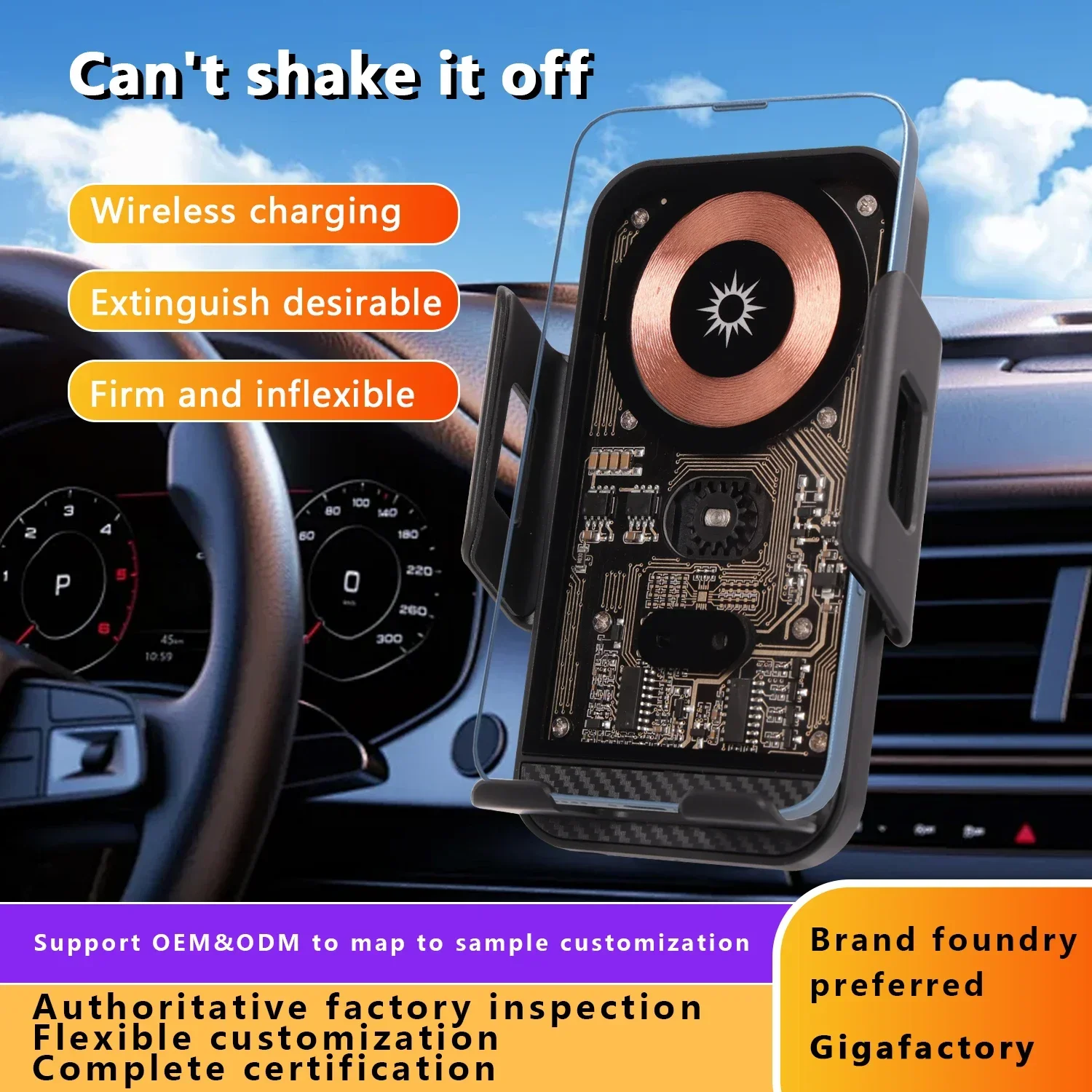 

Беспроводное автомобильное зарядное устройство, держатель для телефона, быстрая зарядка, автоматический зажим для вентиляционного отверстия, держатель для телефона для iPhone 16, 15, 14, 13 Pro Max Samsung