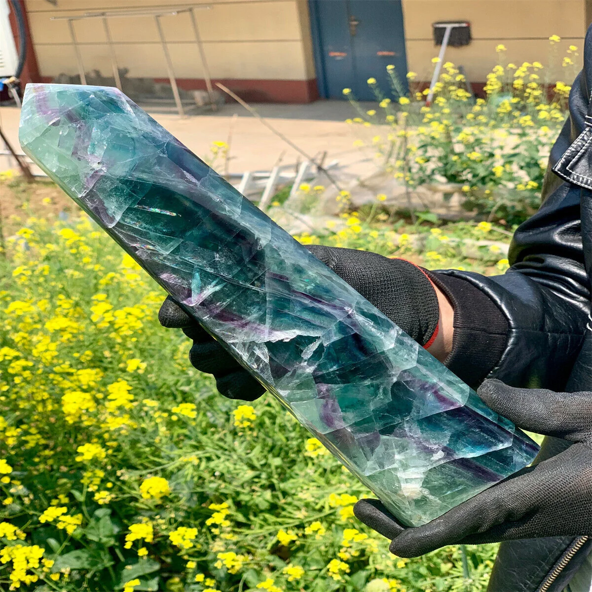 Natural Colored Fluorite Column,Colored Quartz Crystal Obelisk,Mineral Reiki Healing,Energy,Demagnetization,Colored Ore Tower