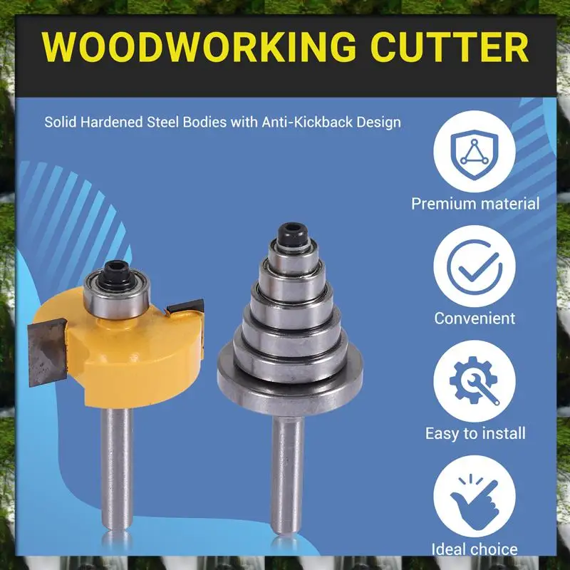 

The New 1/4 Inch Shank Rabbeting Router Bit With 6 Bearings Set For Multiple Depths 1/8 Inch, 1/4 Inch, 5/16 Inch, 3/8 Inch, 7/1
