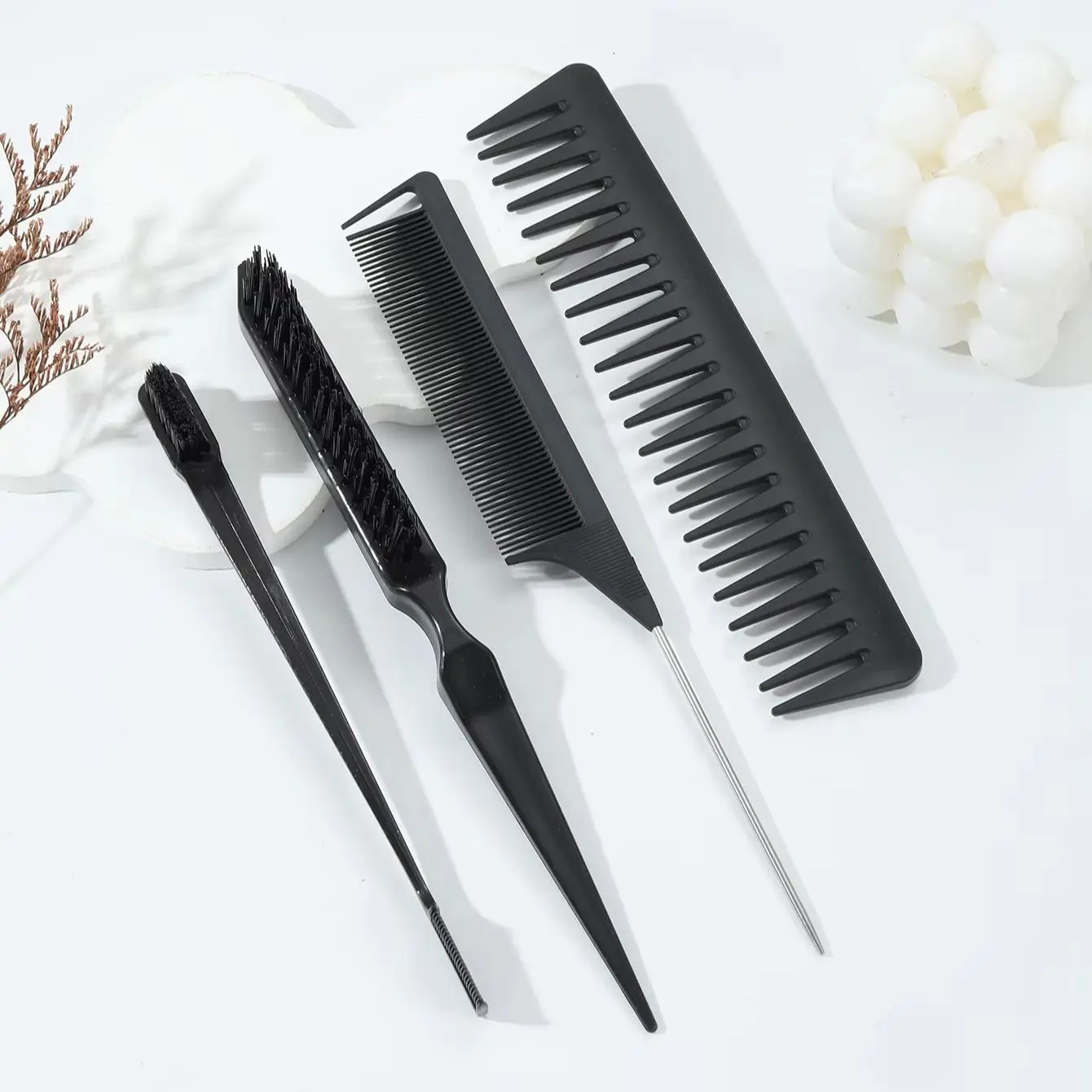 

Набор расчесок для прически, 4 шт., щетка дляasing, большая щетка, хвостовая расческа и отшелушивающая расческа с широкими зубьями, специально для париков из натуральных волос
