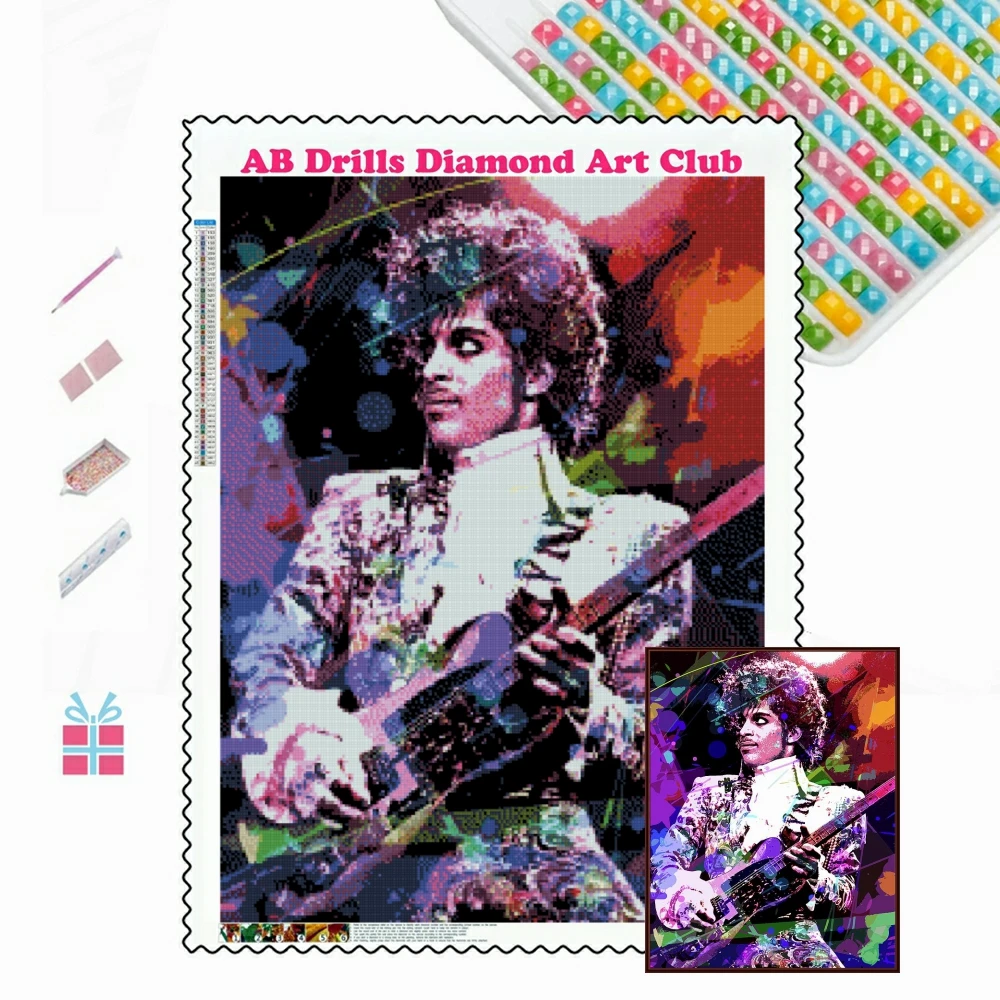 Purple Rain Prince Singer 5D fai da te AB trapani pittura diamante arte strass ritratto punto croce ricamo artigianale decorazioni per la casa