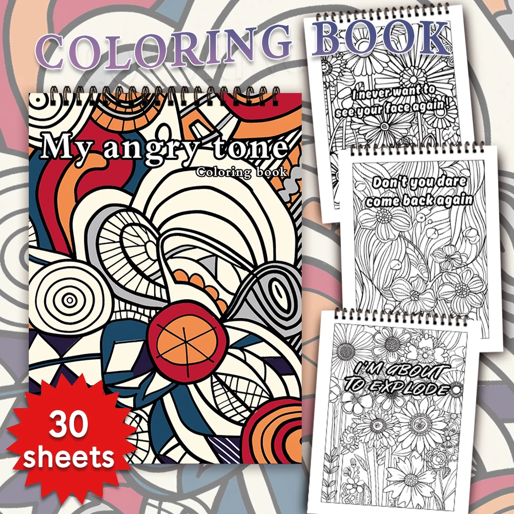 30 Sheets Adult Drawing Book 11.2x 8.3in,100gsm Thick Paper for Stress Relief, Halloween Gifts, Christmas Gift Options