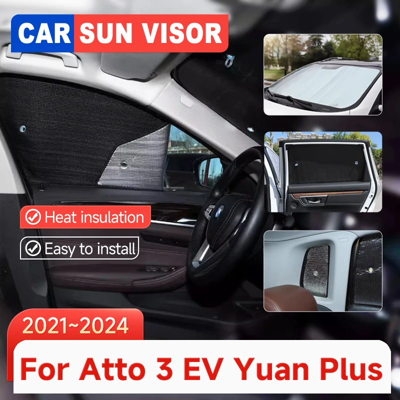 

Car Sunshade Cover For BYD Atto 3 EV Yuan Plus 2021 2022 2023 2024 Sun Protection Anti-UV Cover Parasol Sunshade Car Accessories