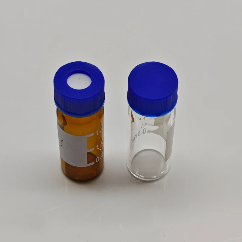 IKEME 100PCS 2ml HPLC 9-425 Clear Glass Vial Amber Bottles With Writing and Lid  Laboratory Reagent Bottle