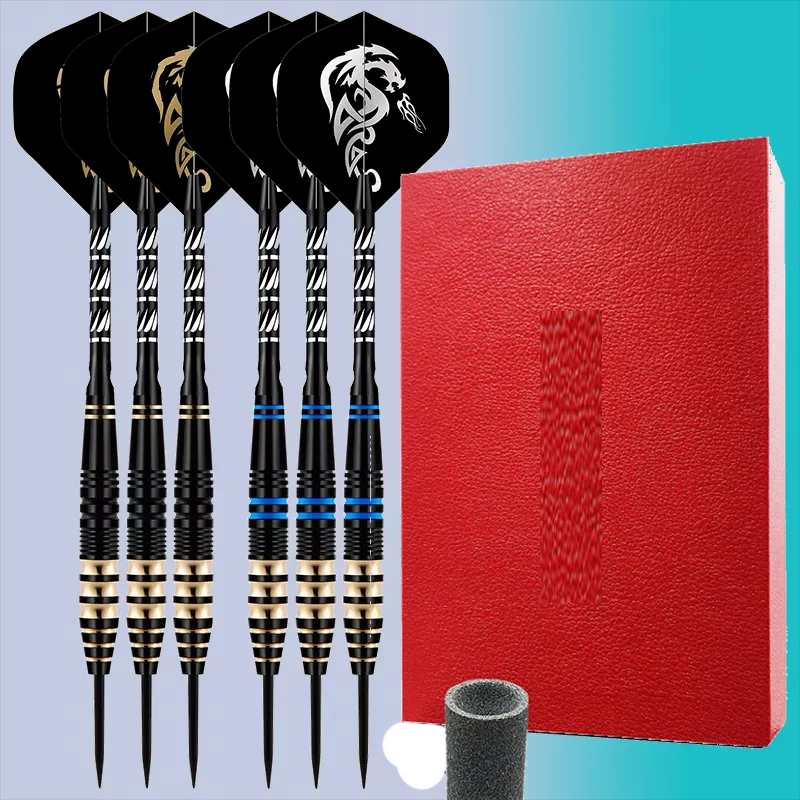 6pcs/set 23g Tungsten Steel Needle Darts Gift Box Set with Grindstone for High-quality Dart Game Competition