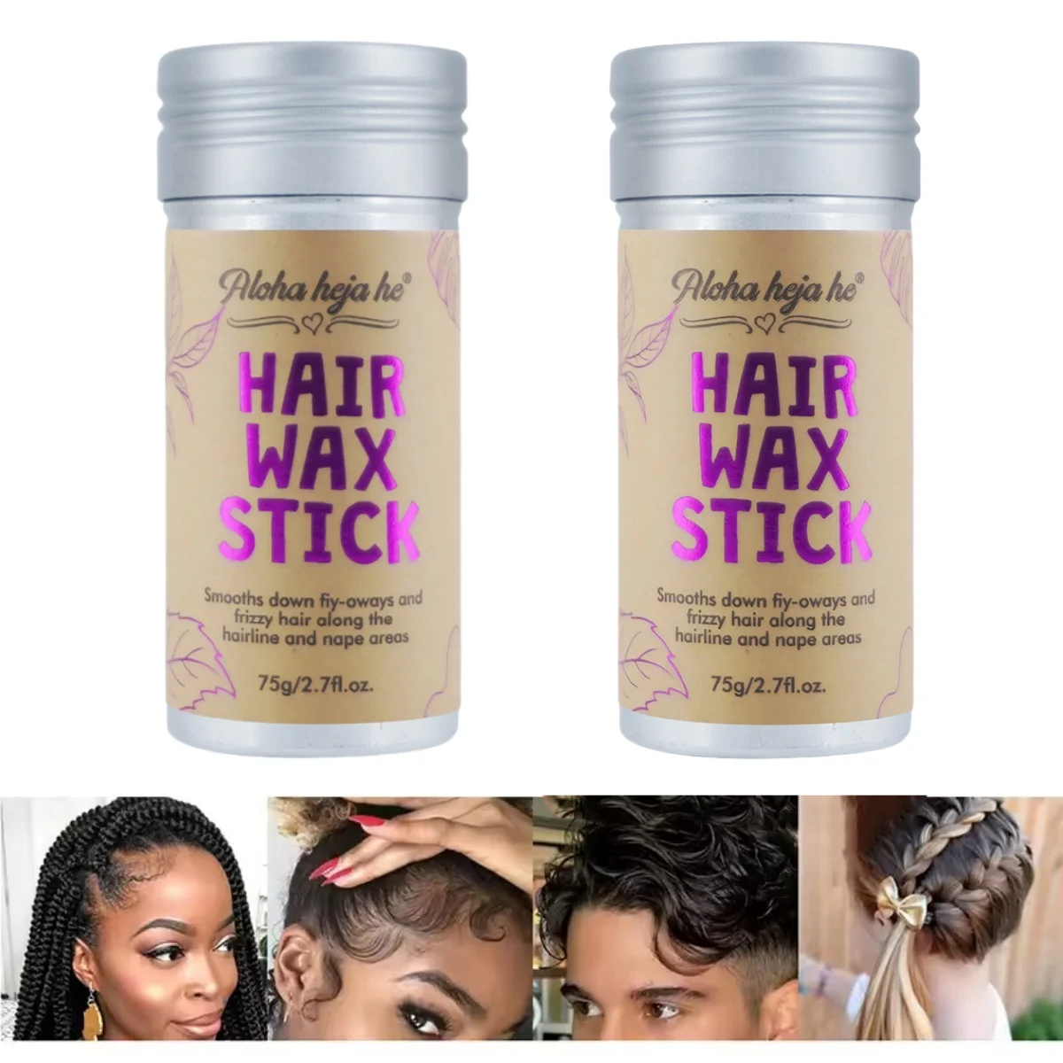 2/5Pcs Hair Styling Kit Wax Stick Slick Back Brushes for Women Toddler Girls  Control Flyaways Wig  Natural Hair Gel