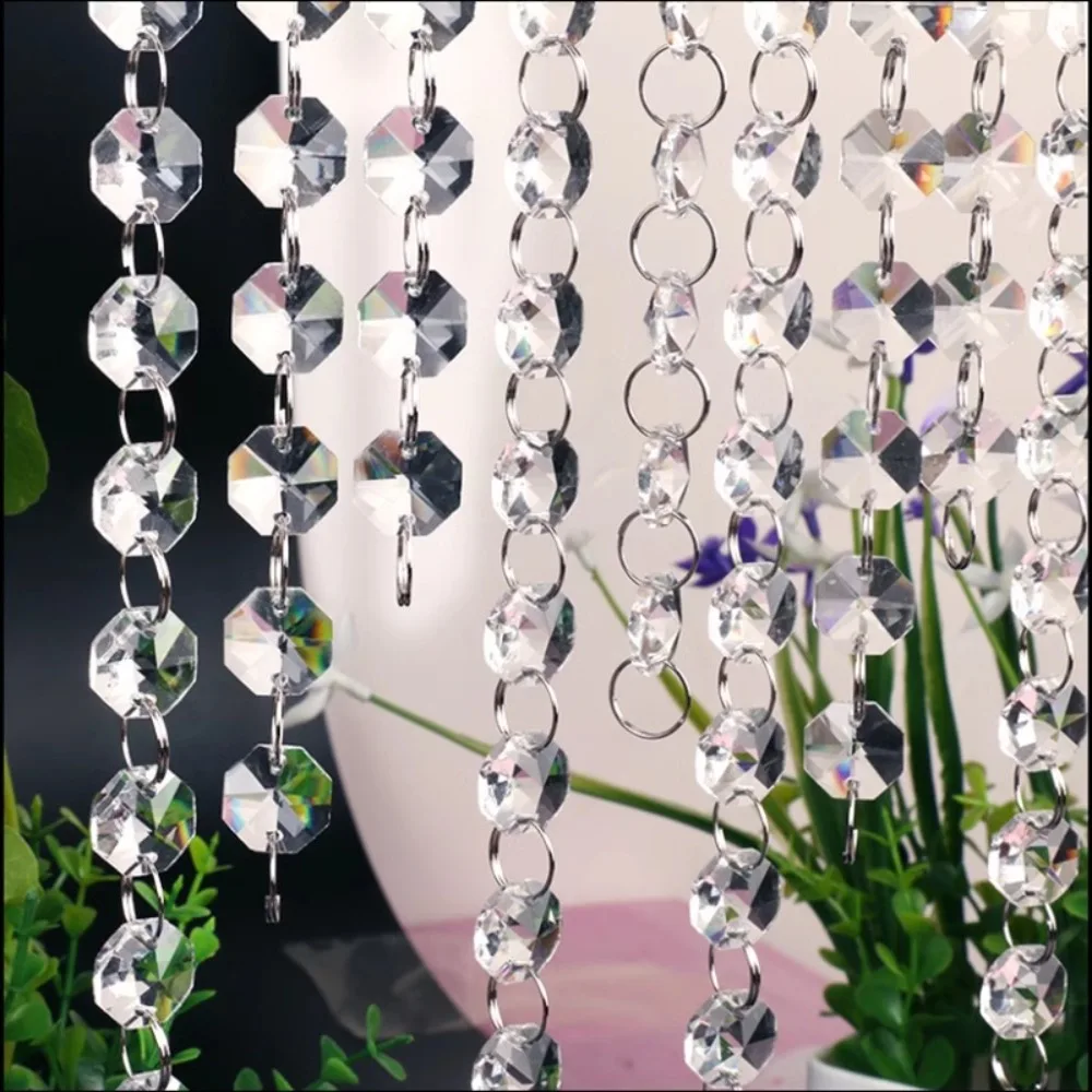 1 Meter 14mm Transparent Clear Color Acrylic Octagon Beads Garland Strand for Home Wedding Party Garden Suncatcher Decoration