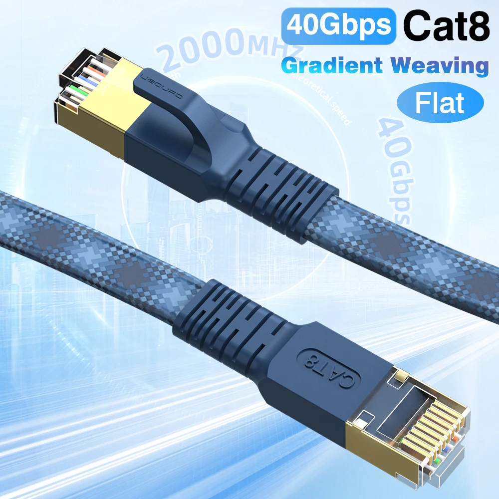 RJ45 CAT8 Ethernet-kabel Gevlochten Kleurverloop 40 Gbps CAT 8 Netwerkkabel Internet Lan Patch Cord voor Laptops PS 4 Router Ronde