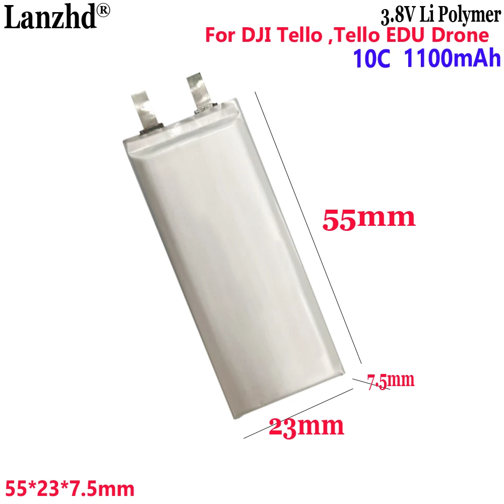 

3.8V Li-Polymer Cell For DJI Tello Tello EDU Drone Car airplane ship models remotely control the aircraft 762355 1100mAh