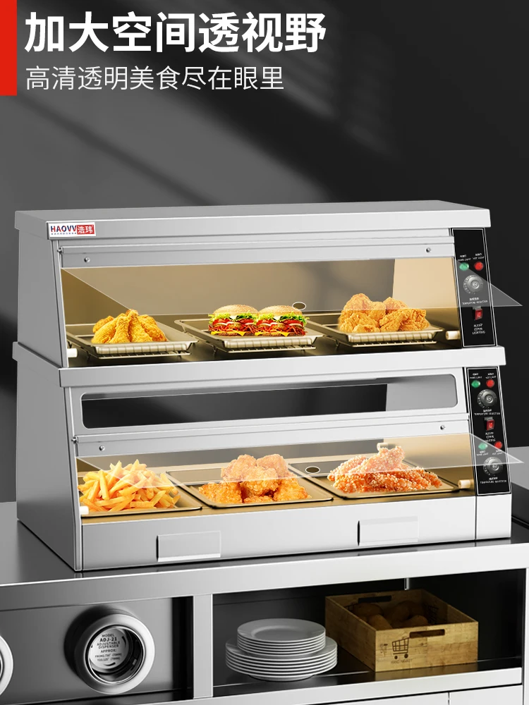 Commercial Insulation Cabinet Fried Chicken Burger Egg Tart Stainless Steel Heating Constant Temperature Food Display Cabinet