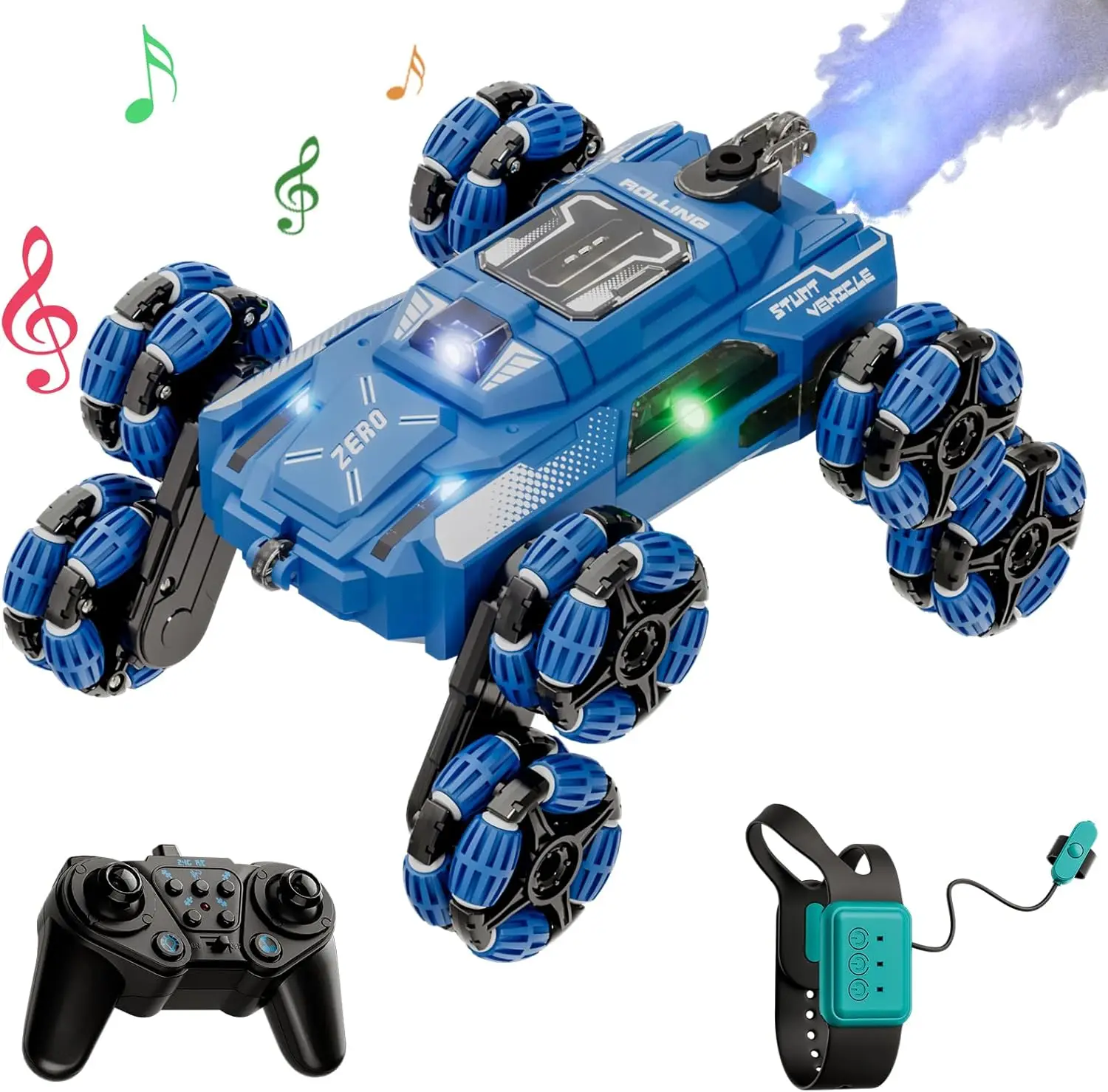 Gesture Control RC Stunt Car with 8 Wheels, 2.4Ghz Hand-Controlled Remote Control Transform Drift Car, Double Sided Climbing with Light & Music, Birthday Toys Gifts for Boys 6-14 Years Old