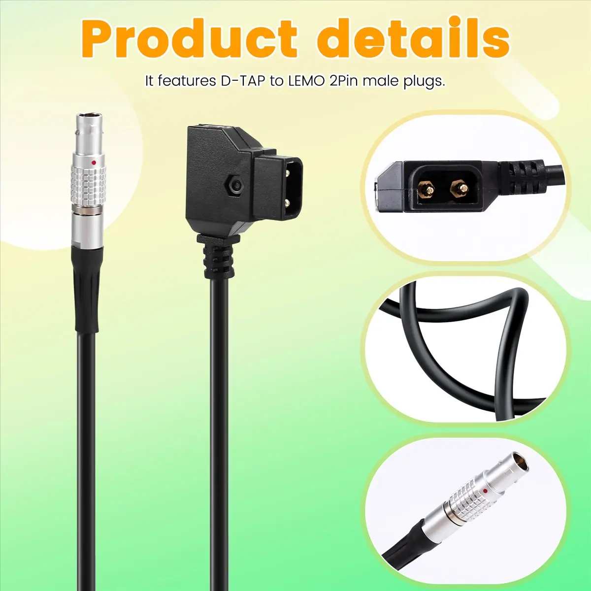 

A32M Durable D-TAP to LEMO 2 Pin Male Power Cable for Teradek Bolt Pro 300 RX Monitor Power Supply Solution