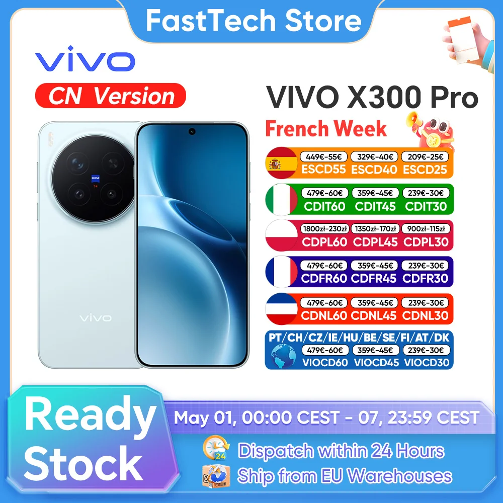Smartphone VIVO X300 Pro 5G, processeur Dimensity 9500, écran AMOLED de 6,78 pouces, batterie de 6510 mAh, charge rapide 90 W, appareil photo téléobjectif ZEISS APO 200 MP, NFC, OTG