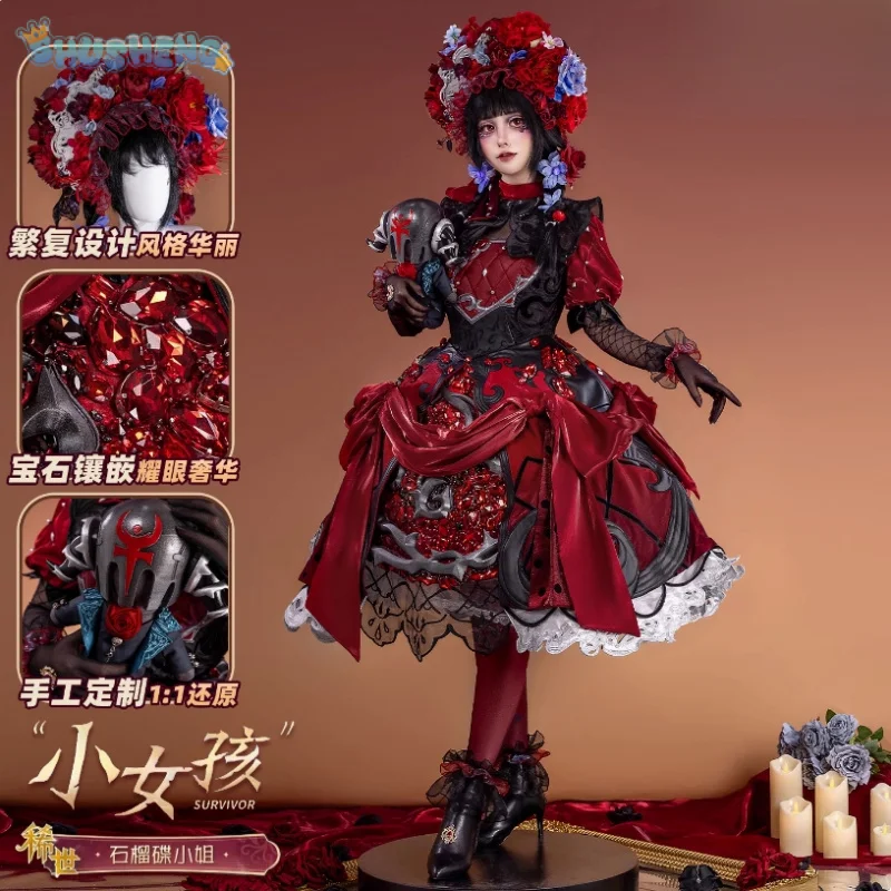 

Identity Ⅴ Little Girl Alice Delos Cosplay memory Miss Pomegranate Dish Costume Halloween Gothic Lolita Dress Wig Props Uniform