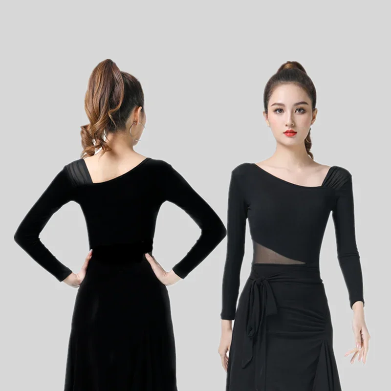 Latin Dance Dress Female Adult Performing Ballroom Tango Cha Cha Latin Dance Dresses New Short Sleeve Tassel Skirt Dance Dress