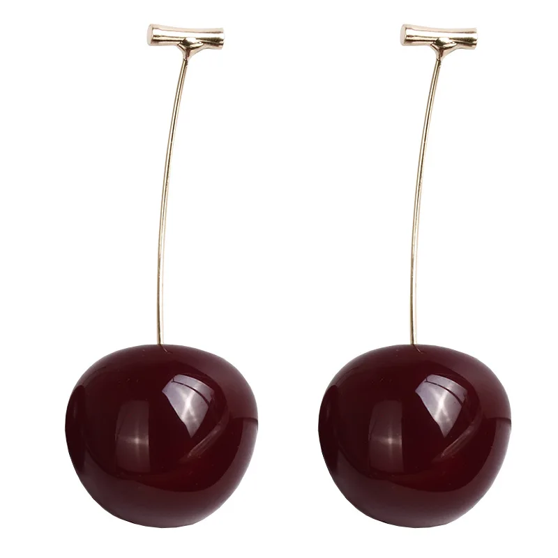 1 Pair Women Personality Cute Fruit Acrylic Drop Earrings Cherry Temperament Dangle Earrings For Women