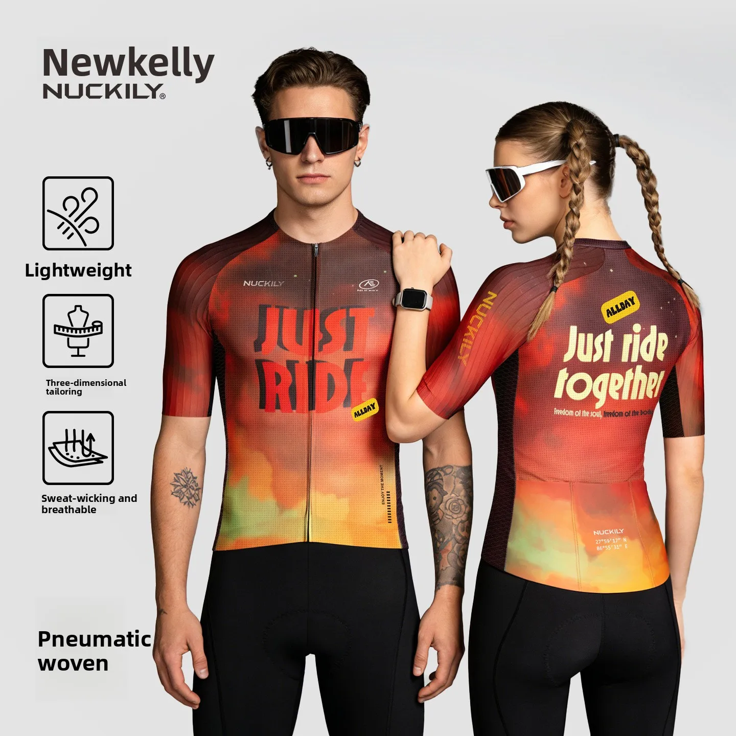 

NUCKILY Cycling Jersey Aero Cut Breathable Quick Dry Short/Long Sleeve Road Bike Top with Anti-Slip Hem & 3 Rear Pockets for Men