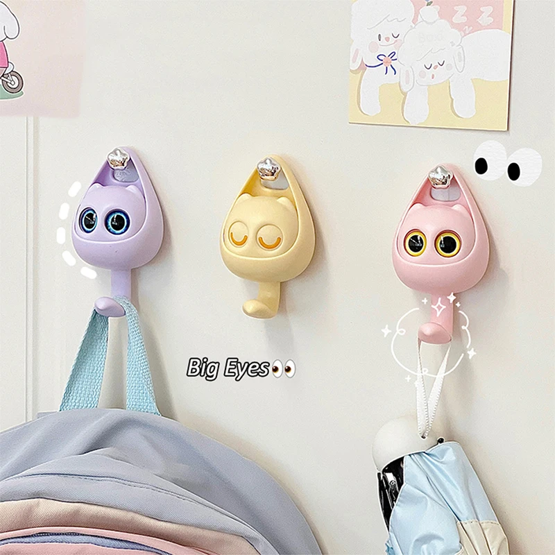 Cute No Punch Hooks Will Blink Creative Stick Wall Household Bathroom Storage Cartoon Behind The Door Hook Gadgets Useful Things