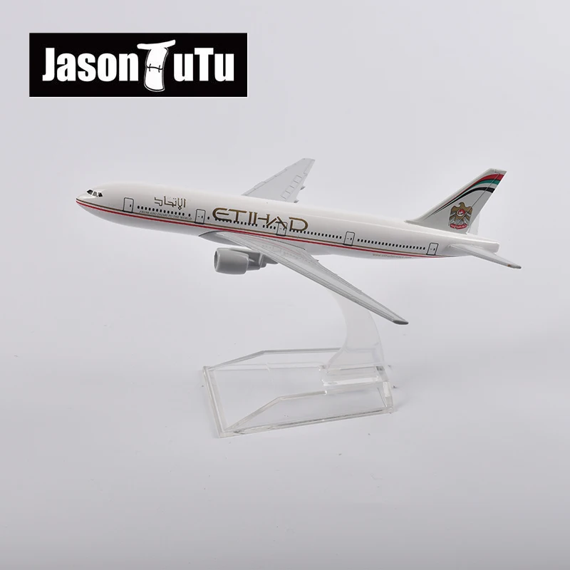 

JASON TUTU 1/400 Scale Diecast Metal Etihad Airways Boeing 777 A380 Aircraft Model 16CM Miniature Authentic Collectible Gift