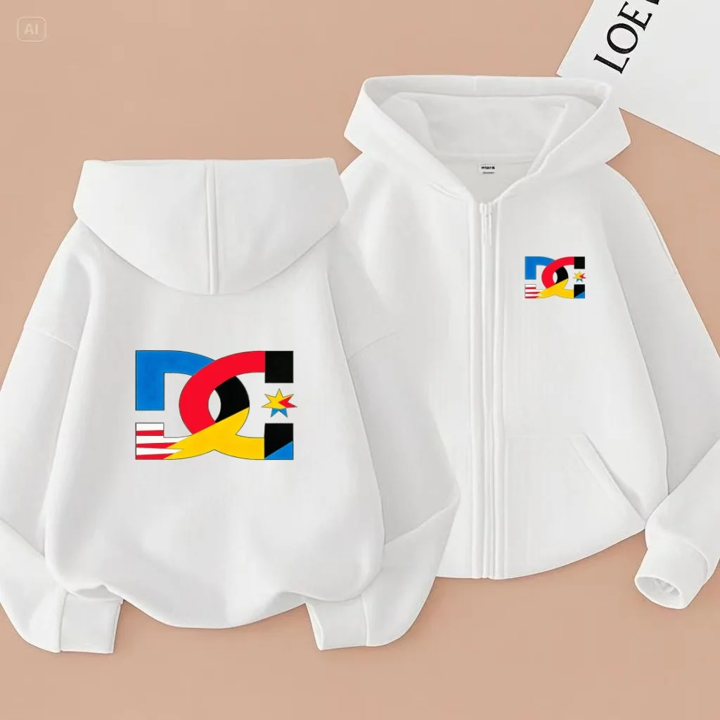 Children's Clothing with Zippers, Hooded Sports Jackets. Brand of Children's Sportswear. Suitable for Boys and Girls Aged 3 to 1