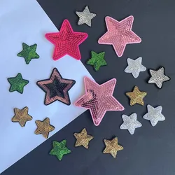5PCS/Cute Sequin Fabric Applique Thermal Stripes,Clothes Stickers Five-pointed Star embroidery Iron On Patches For Clothing,Jean