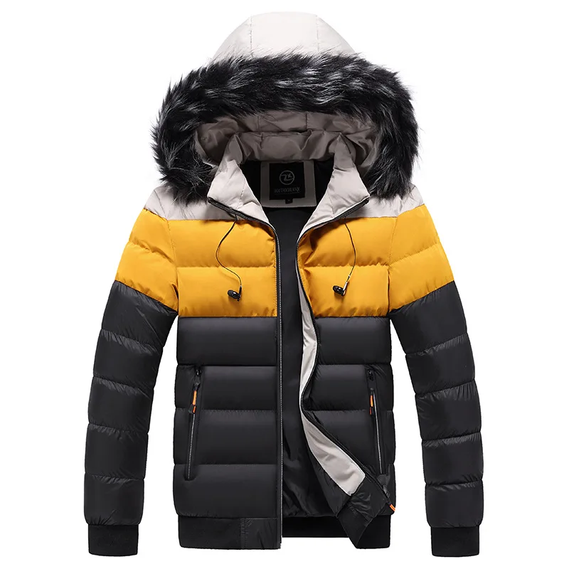 New Winter Men Hooded Fur Collar Warm Parkas Good Quality Male Slim Fit Winter Coats Hat Detachable Casual Down Jackets Size 5XL