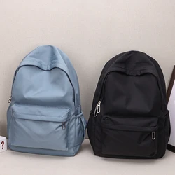 Women Schoolbag Waterproof Large Capacity School Backpack Smooth Zipper Solid Color Teens Girl Casual Daypack Bag Student Supply