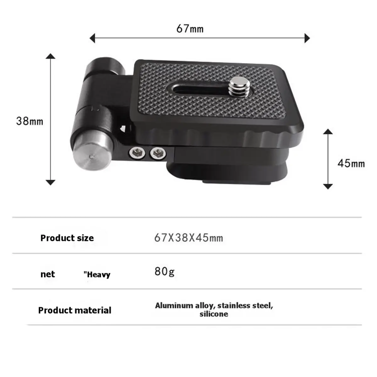 (ABDH) Faltbare DSLR-Kamera L-Halterung mit Schnellwechselplatte für DJI RS3 Stabilisator