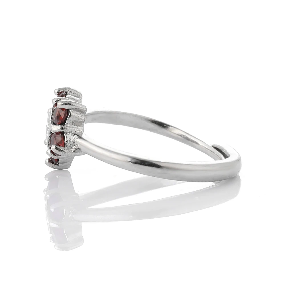 Bague pentagramme en argent plaqué cuivre réglable pour femme, grenat 100% naturel, convient aux fêtes et aux cadeaux, 215