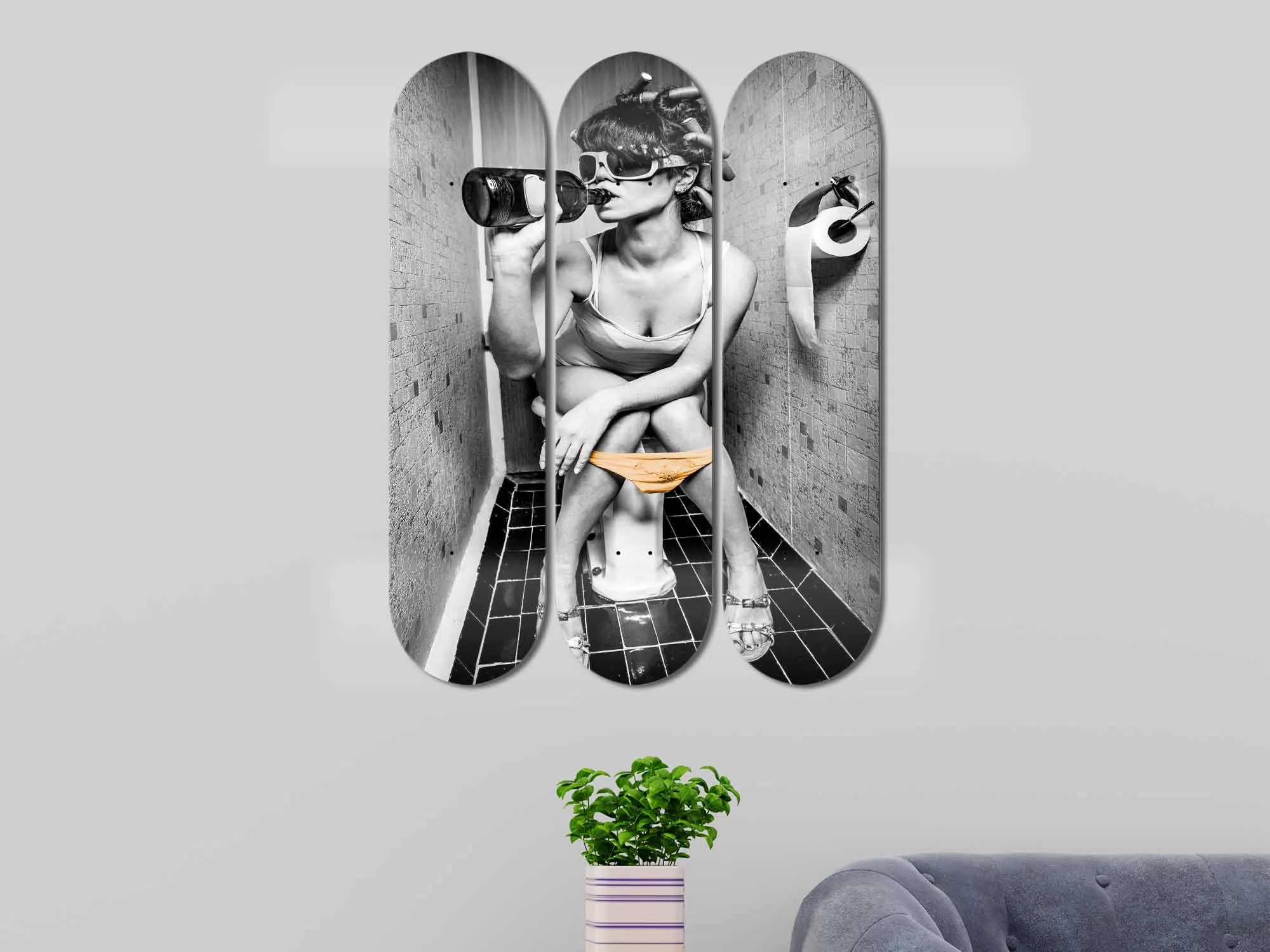 Set of 3pcs Fashion Sexy Drink Girl Skateboard Wall Art 7-layer Maple Decoration Skateboard Furnish and Decorate for Home Decor