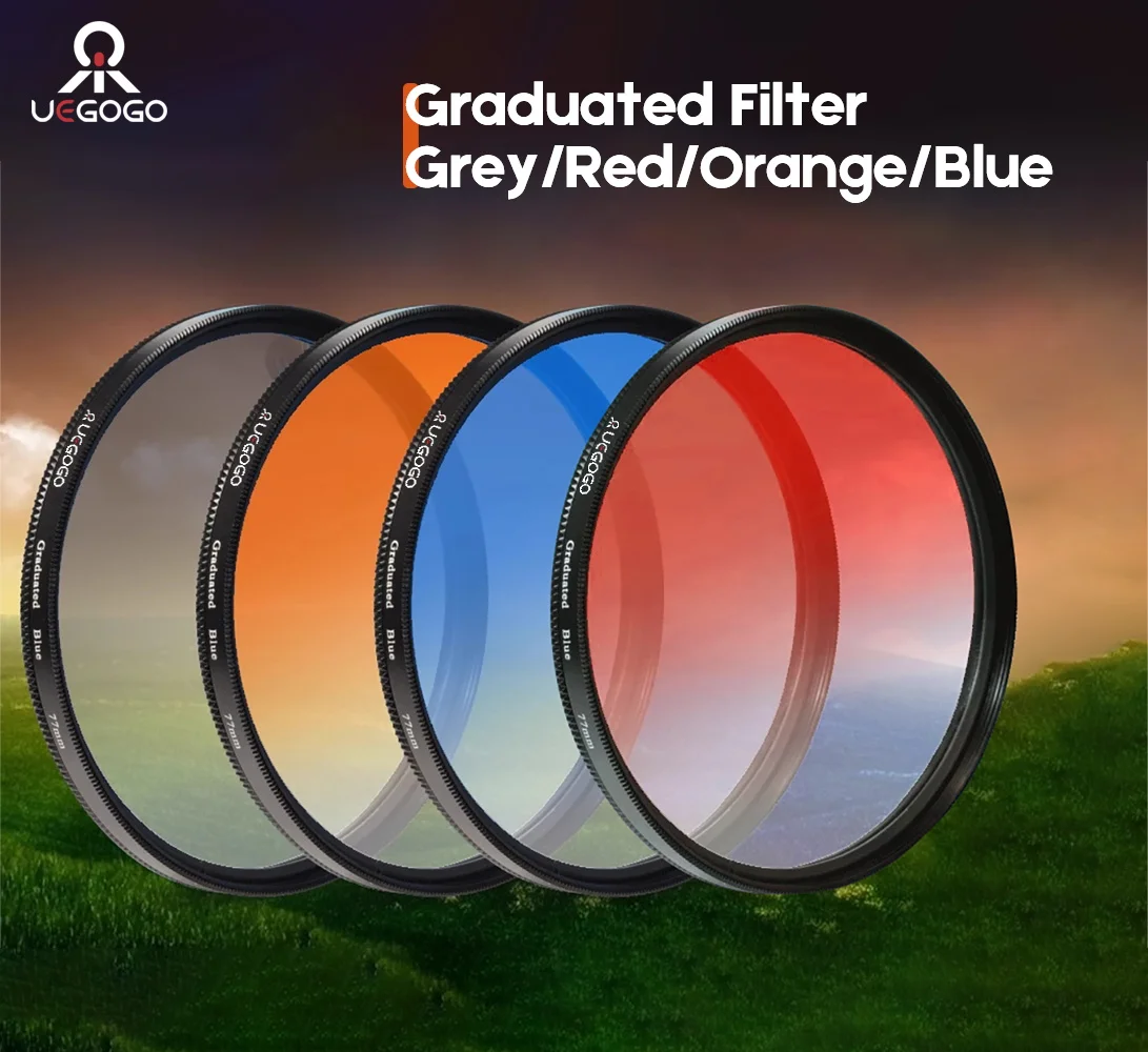 Gradient Gnd Filter 55 62 67 72 82 mm Gradient Red Orange Blue Grey For Camera Canon Lens M50 600d Nikon D5100 D5600 Sony A6000