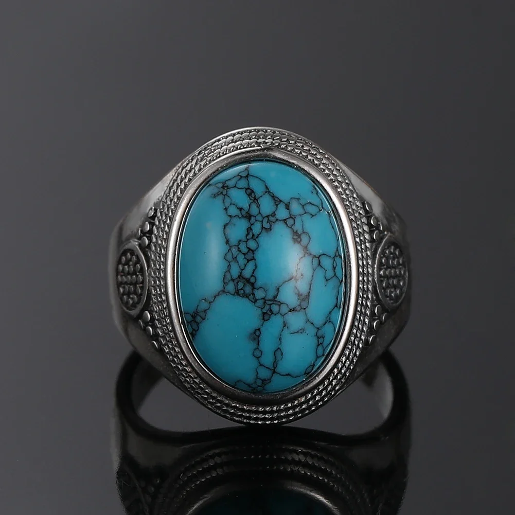 Bague narvintage en argent regardé S925 pour hommes et femmes, grandes matiques turquoise naturelles, bijoux fins de luxe, cadeau de fête, 10x14mm