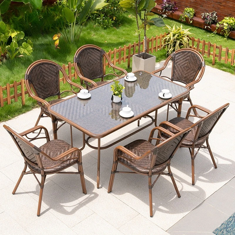 

Outdoor courtyard garden leisure back chair coffee table three-piece balcony rattan chair