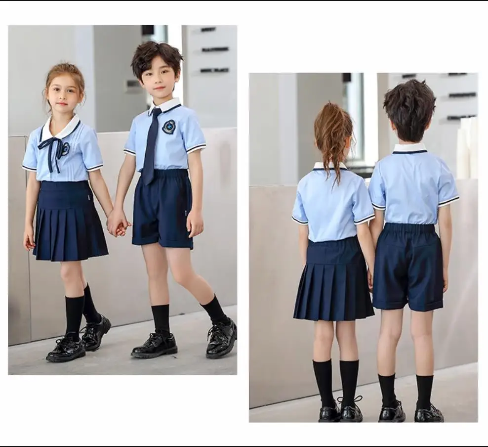 Children Boys Girls British style School Uniform For Kids Clothing Sets Teenager Girls Student Boys Blue Choir Costumes