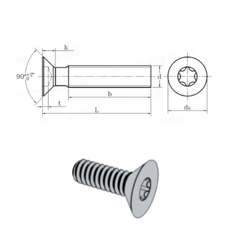 50pcs ISO14581 Pure Titanium M1.6-M5 GR2 Countersunk Head Torx Screw Titanium Alloy Oval Blossom Six Lobe Screws for Durable