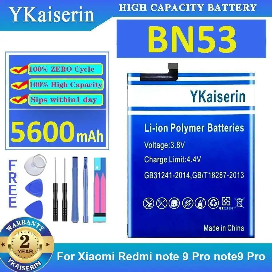 

Long Lasting Durable 5600Mah BN53 For Xiaomi Redmi Note 9 Pro Note9 Mobile Phone Battery
