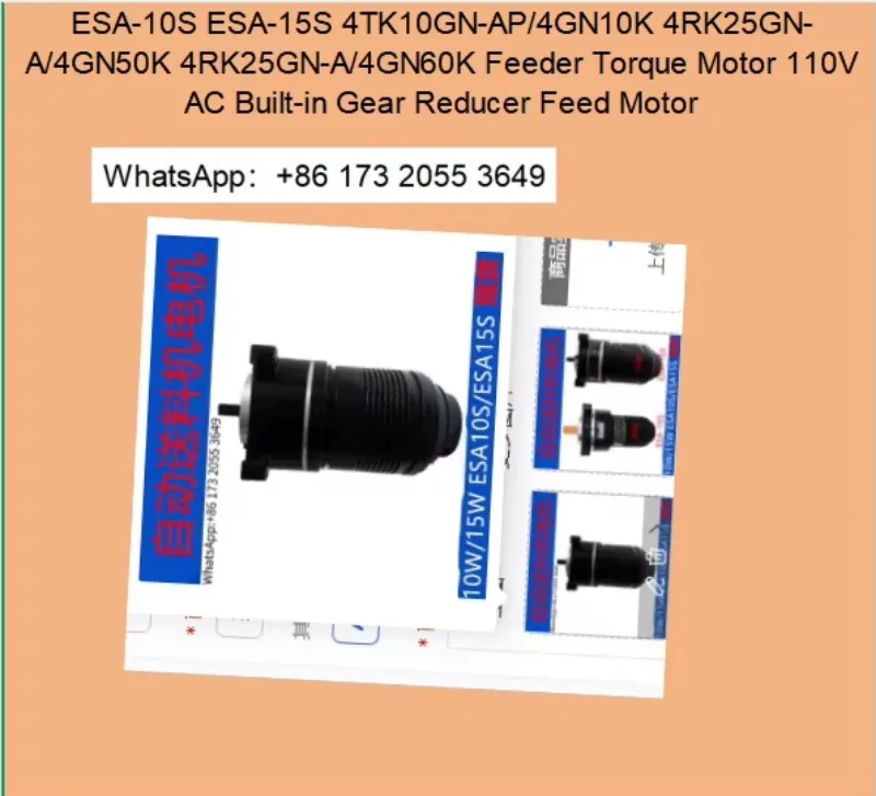 ESA-10S ESA-15S 4TK10GN-AP/4GN10K 4RK25GN-A/4GN50K 4RK25GN-A/4GN60K Feeder Torque Motor 110V AC Built-in Gear Reducer Feed Motor