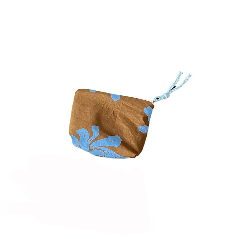 10pcs Coin Purses Women Cotton Flower Printing Ear Line Protable Short Storage Bag Mix Color